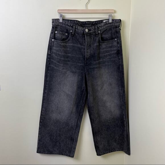 NWT Rag & Bone Maya High Rise Shorty Wide Leg Jeans in Black Opal Size 34 - Picture 5 of 16